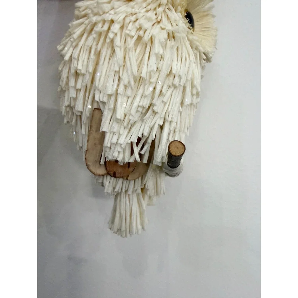 Vintage White Owl on Perch Christmas Ornament 5.5